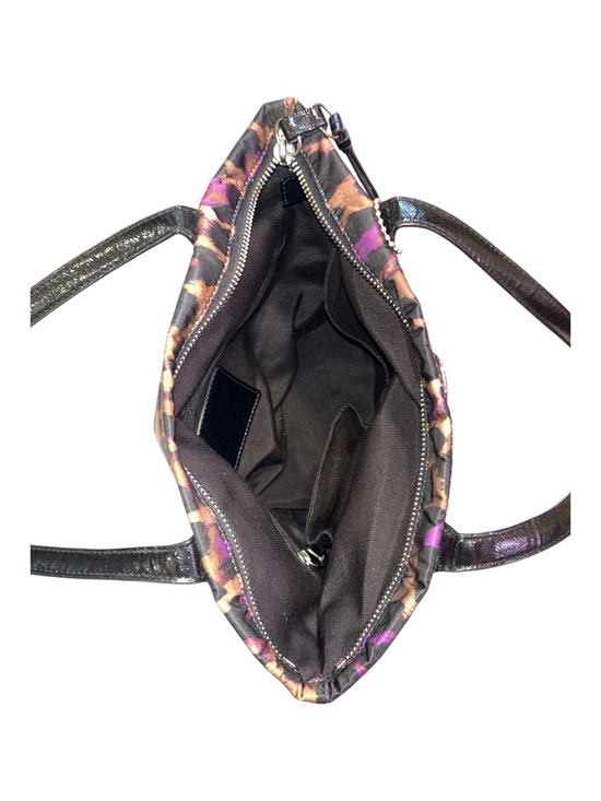 Coach Ocelot Leopard Print Shoulder/Tote bag with Purple Accents